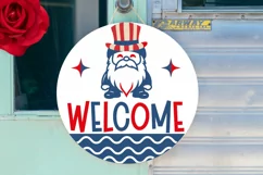 Welcome SVG, 4th Of July Round Sign SVG Design Product Image 2