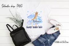 Welcome Sweet Baby Boy sublimation. Baby Giraffe design Product Image 2