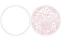 Welcome Sweet Home Halloween Door Hanger Laser Cut SVG Product Image 2