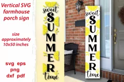 Sweet Summer Time Farmhouse Vertical porch sign with lemon fruits, SVG layered design for summer, season home decoration. 