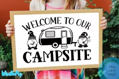 Welcome To Our Campsite SVG Camping SVG Gnome SVG Campsite Product Image 1