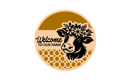 Welcome to our Farm Floral Cow Head Round Sign Laser Cut SVG Product Image 2