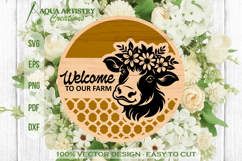 Welcome to our Farm Floral Cow Head Round Sign Laser Cut SVG Product Image 1
