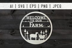 Welcome to Our Farm Sign with Corn, Lamb and Cart SVG Design Product Image 1