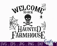 Welcome To Our Haunted House Halloween Farmhouse Sign Svg Product Image 2