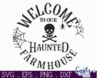 Farmhouse Halloween Round Sign, Welcome To Our Haunted House Product Image 2
