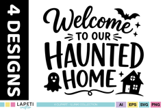 Creepin It Cozy quote with spooky house silhouette