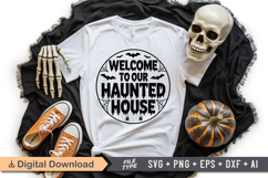 Welcome To Our Haunted House SVG File | Halloween Round Sign Product Image 4