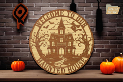 Welcome to Our Haunted House SVG,Round Halloween Door Hanger Product Image 1