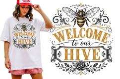 Welcome to Our Hive Vintage Bumble Bee Family Quote Shirt Product Image 1
