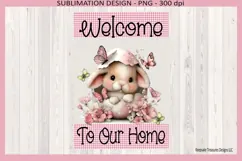 Welcome To Our Home Bunny Garden Flag PNG, Easter Bunny Flag Product Image 2