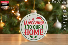 Welcome To Our Home SVG | Christmas Round Sign SVG | Xmas Product Image 1