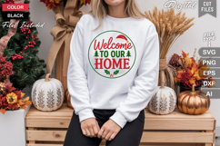 Welcome To Our Home SVG | Christmas Round Sign SVG | Xmas Product Image 4