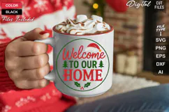 Welcome To Our Home SVG | Christmas Round Sign SVG | Xmas Product Image 5