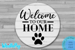 Welcome Paw Svg Farmhouse Pet Sign Svg Pet Welcome Sign Svg Product Image 1