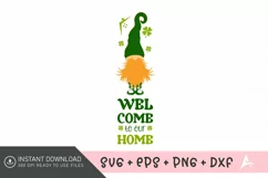 Welcome to our home SVG , Green Gnome Porch Sign SVG Product Image 1