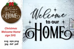 Welcome to our Home Christmas porch door round sign svg with stars. Cute Christmas quote for decorating your home, signs, pillows etc