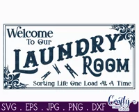 Vintage Farmhouse Home Sign | Welcome To Our Laundry Svg Product Image 2