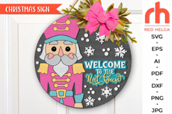 welcome to the nut house svg, nuts about christmas svg, nutcracker silhouette, xmas outdoor sign svg, welcome sign svg, christmas circle svg, xmas door sign svg, seasonal hanger svg, round hanging sign, laser cut file, layered xmas sign