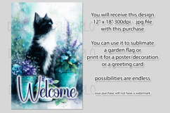 Tuxedo Cat Garden Flag, Floral Welcome Garden Flag Design 1 Product Image 2
