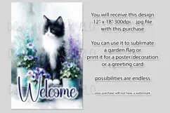 Tuxedo Cat Garden Flag, Floral Welcome Garden Flag Design 2 Product Image 2