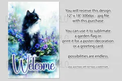 Tuxedo Cat Garden Flag, Floral Welcome Garden Flag Design 3 Product Image 2