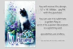 Tuxedo Cat Garden Flag, Floral Welcome Garden Flag Design 4 Product Image 2