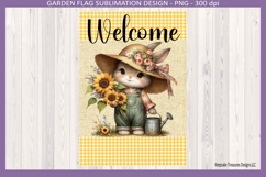 Welcome Vintage Bunny Garden Flag PNG, Easter Bunny Decor Product Image 4