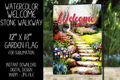 Welcome Garden Flag Sublimation Design, Spring Stone Walkway Product Image 1