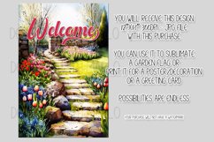 Welcome Garden Flag Sublimation Design, Spring Stone Walkway Product Image 2