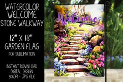 Welcome Garden Flag Sublimation Design, Spring Stone Walkway Product Image 1