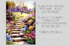 Welcome Garden Flag Sublimation Design, Spring Stone Walkway Product Image 2