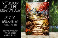 Welcome Garden Flag Sublimation Design, Spring Stone Walkway Product Image 1