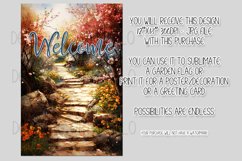 Welcome Garden Flag Sublimation Design, Spring Stone Walkway Product Image 2