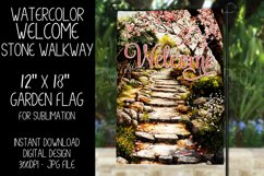 Welcome Garden Flag Sublimation Design, Spring Stone Walkway Product Image 1