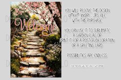 Welcome Garden Flag Sublimation Design, Spring Stone Walkway Product Image 2
