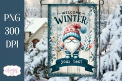 Welcome winter garden flag sublimation PNG | Cute gnome PNG Product Image 1