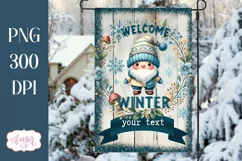 Welcome winter garden flag sublimation PNG | Cute gnome PNG Product Image 1