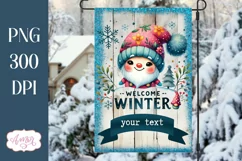 Welcome winter garden flag sublimation PNG | Cute gnome PNG Product Image 1