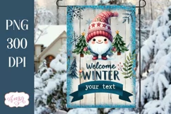 Welcome winter garden flag sublimation PNG | Cute gnome PNG Product Image 1