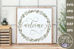 Welcome Wreath Farmhouse Home Sign Svg Product Image 1