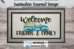 Welcome Fall Truck with Pumpkins Sublimation Door Mat Design Product Image 1
