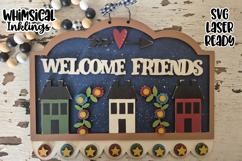 Welcome Friends Prim Penny Rug Sign Laser SVG Product Image 1