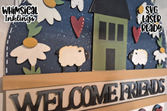 Welcome Friends Saltbox Sign Laser SVG Product Image 2