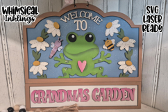 Welcome To Grandmas Garden Frog Sign Laser SVG Product Image 1