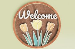 Spring Laser Cut File - Round Tulip Welcome Sign Product Image 1