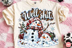 Funny Christmas Snowman PNG | Buffalo Plaid Winter Png Product Image 1
