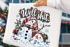 Funny Christmas Snowman PNG | Buffalo Plaid Winter Png Product Image 3