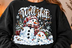 Funny Christmas Snowman PNG | Buffalo Plaid Winter Png Product Image 4