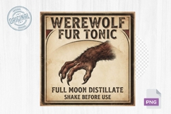 Werewolf Fur Tonic Vintage Halloween Potion Label PNG Design Product Image 1